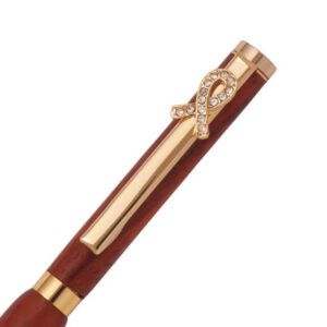Fancy pen clip - Gold Breast Cancer Rhinestone