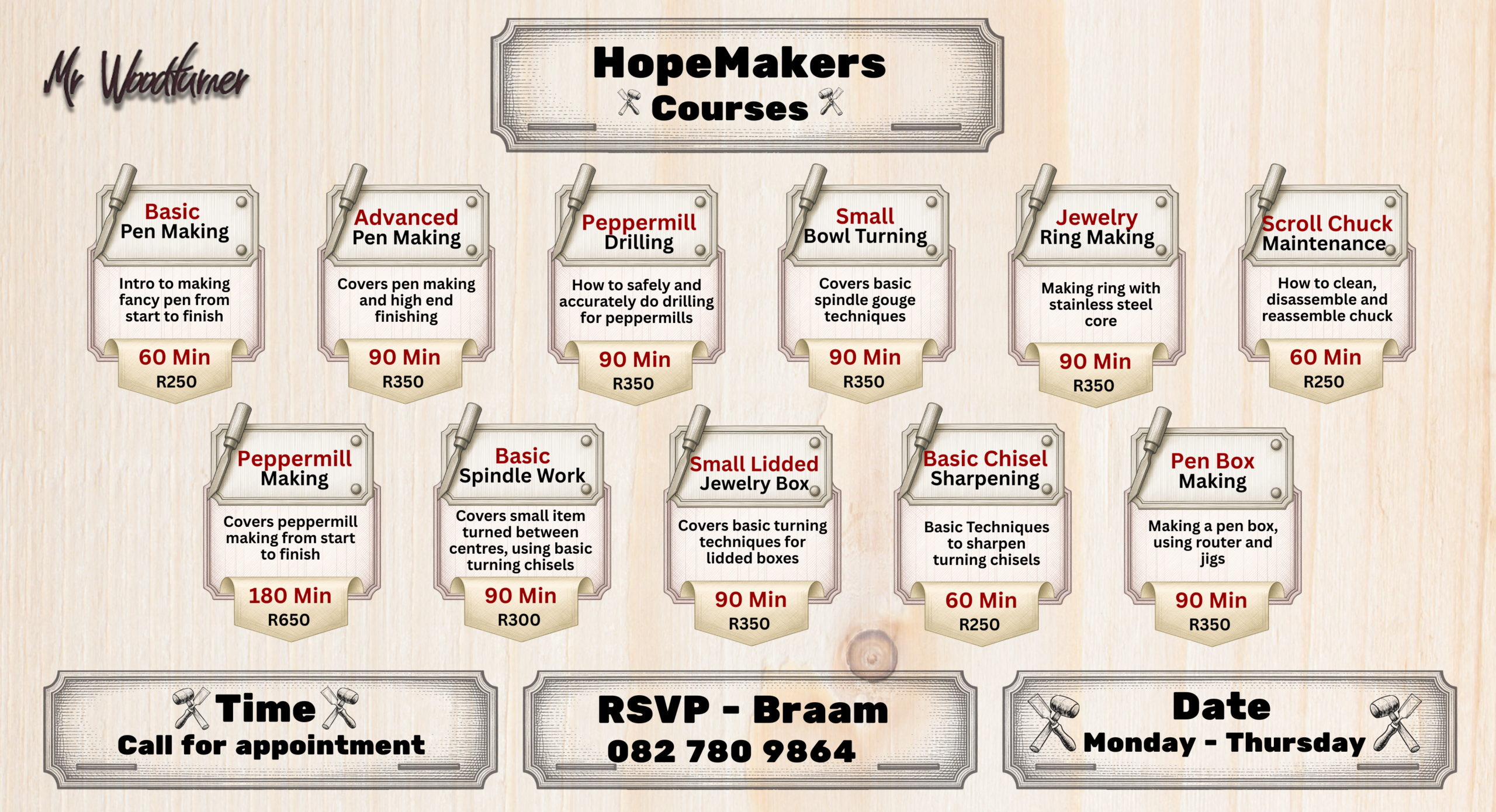 Mr Woodturner HopeMakers Courses